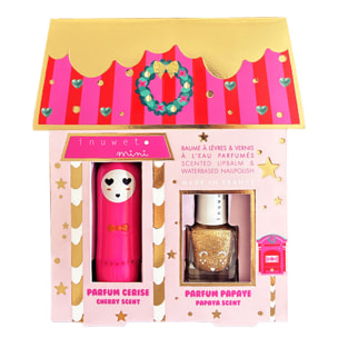 Merry & Glowy - Coffret Baume à Lèvres Nourrissant Parfumé Cerise + Vernis à l'eau Doré