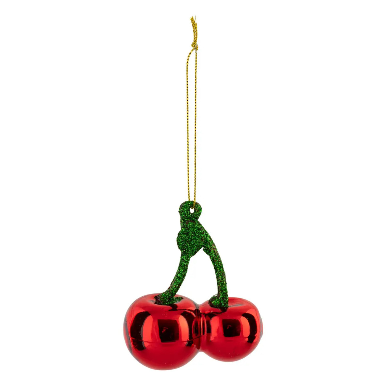 Sujet cerises verre H.9cm rouge et vert