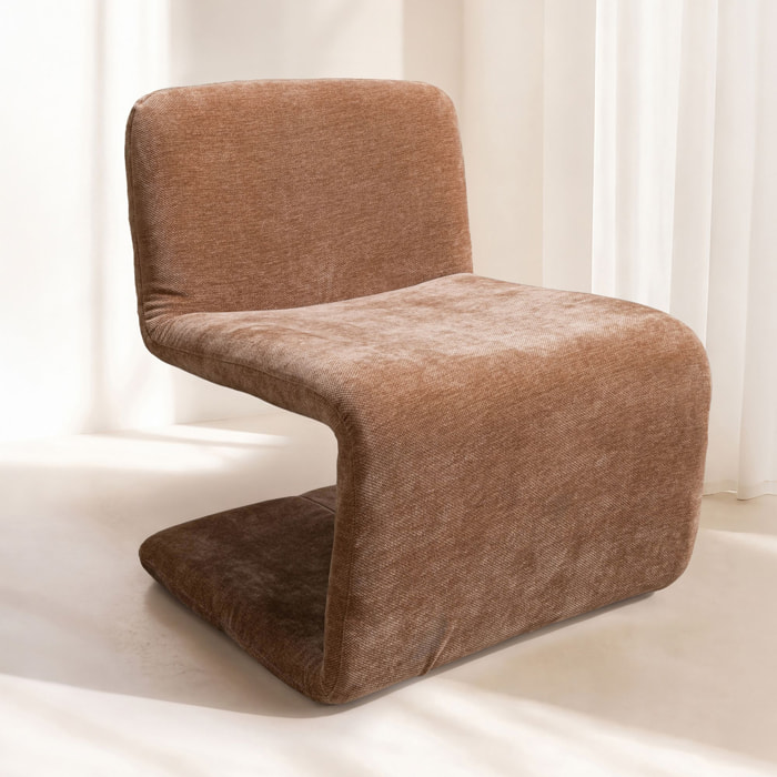 Fauteuil en tissu chenille beige poudré AXO