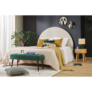 Banc design capitonné en tissu velours vert foncé et métal noir L96 cm GUESTA