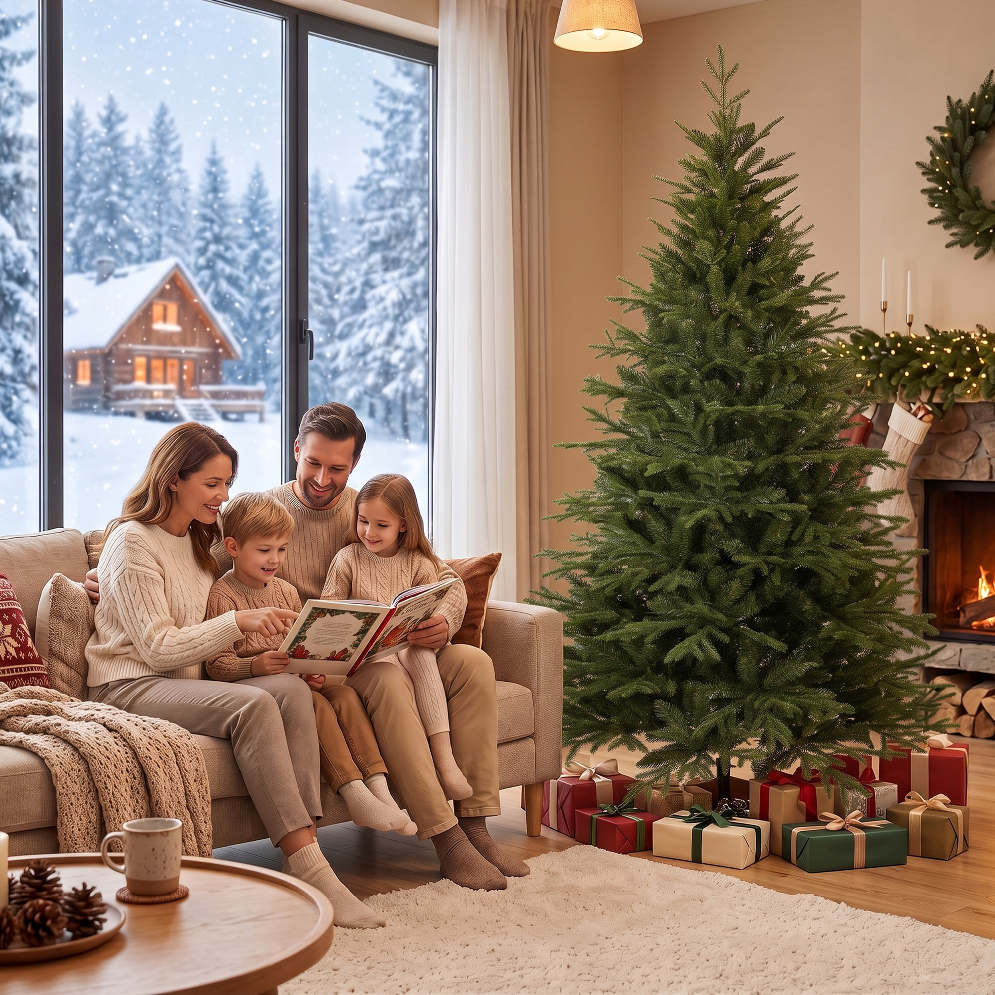 Sapin de Noël Artificiel 180 cm, Arbre de Noël, 2081 Branches Articulées en PE et PVC Ignifuge, Support en Bois Robuste, Facile à Monter, Extrémités Recourbées Anti-Rayures, pour Maison, Bureau