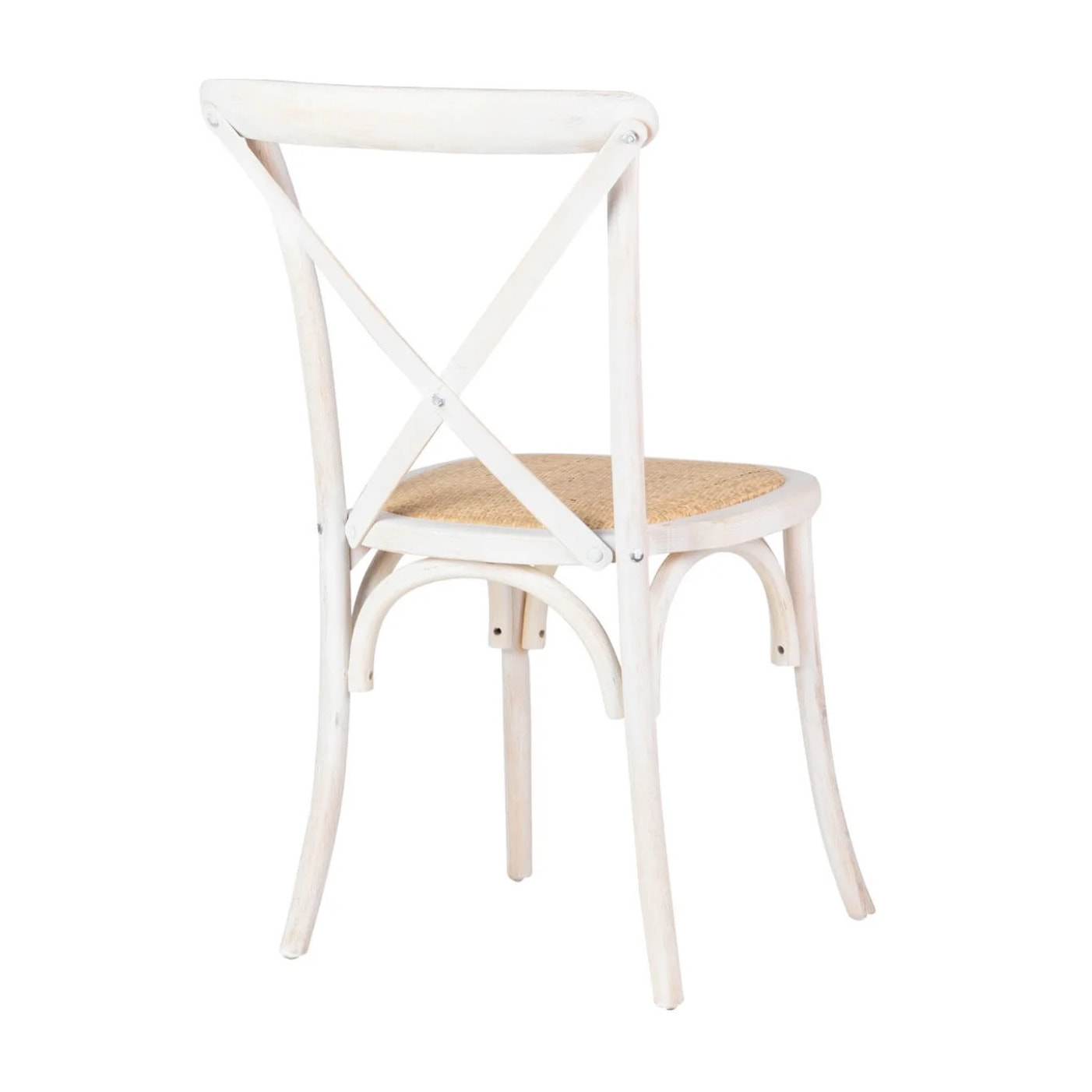 Silla Apilable Ratan Madera Blanca 44x42x88 Cm