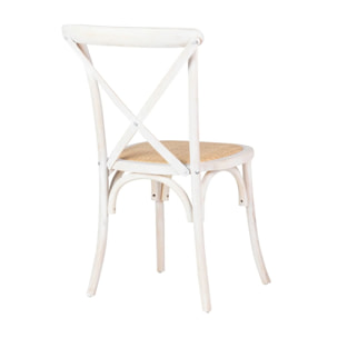 Silla Apilable Ratan Madera Blanca 44x42x88 Cm