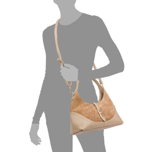 Belgioioso Bolso de hombro Mujer. Piel auténtica Gamuza con base y asas Dollaro.
