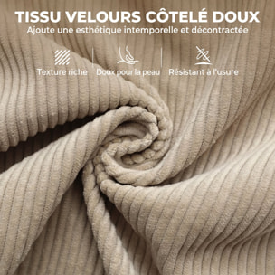 Fauteuil à bascule velours côtelé beige métal bois noir