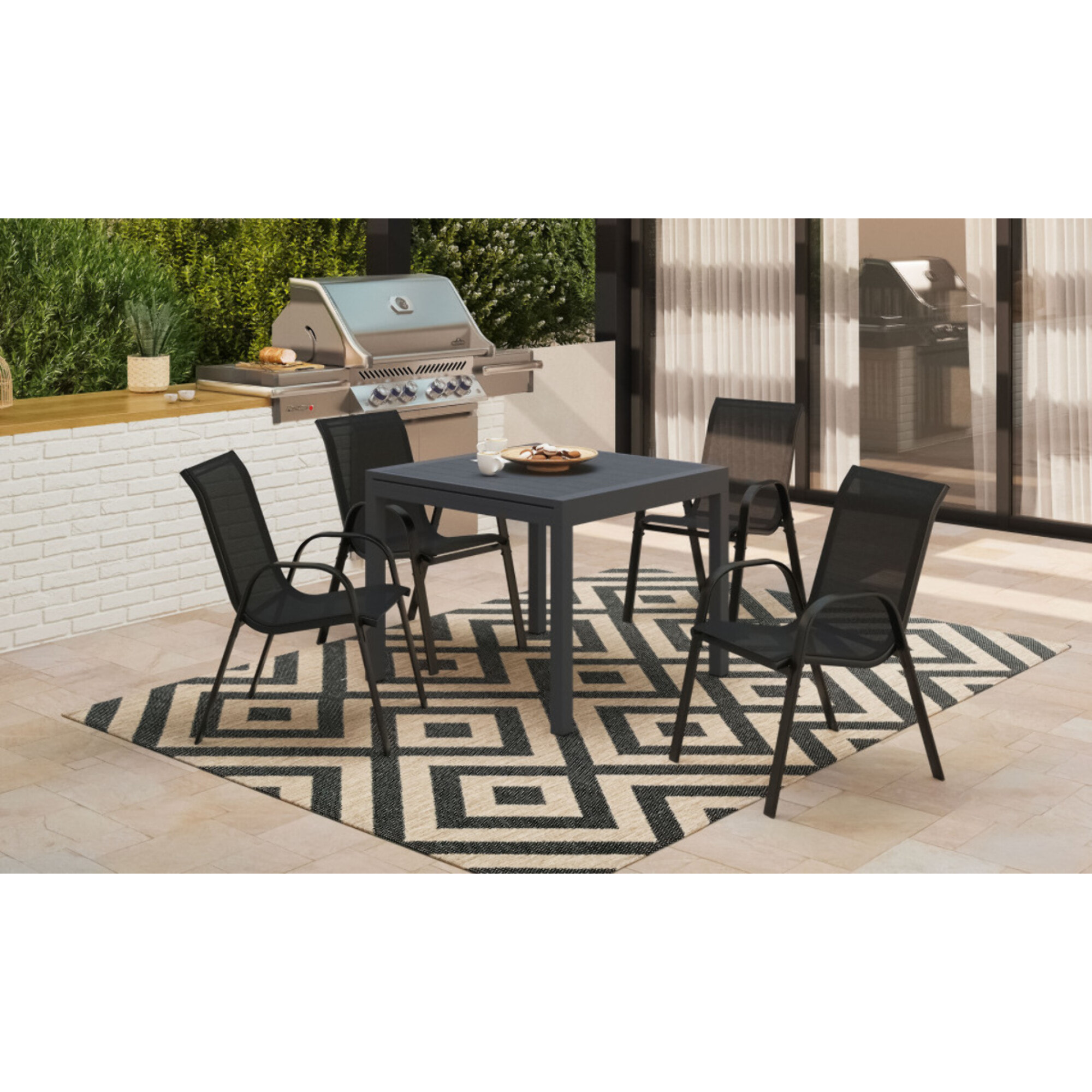 Table de jardin extensible 90-180cm polywood gris