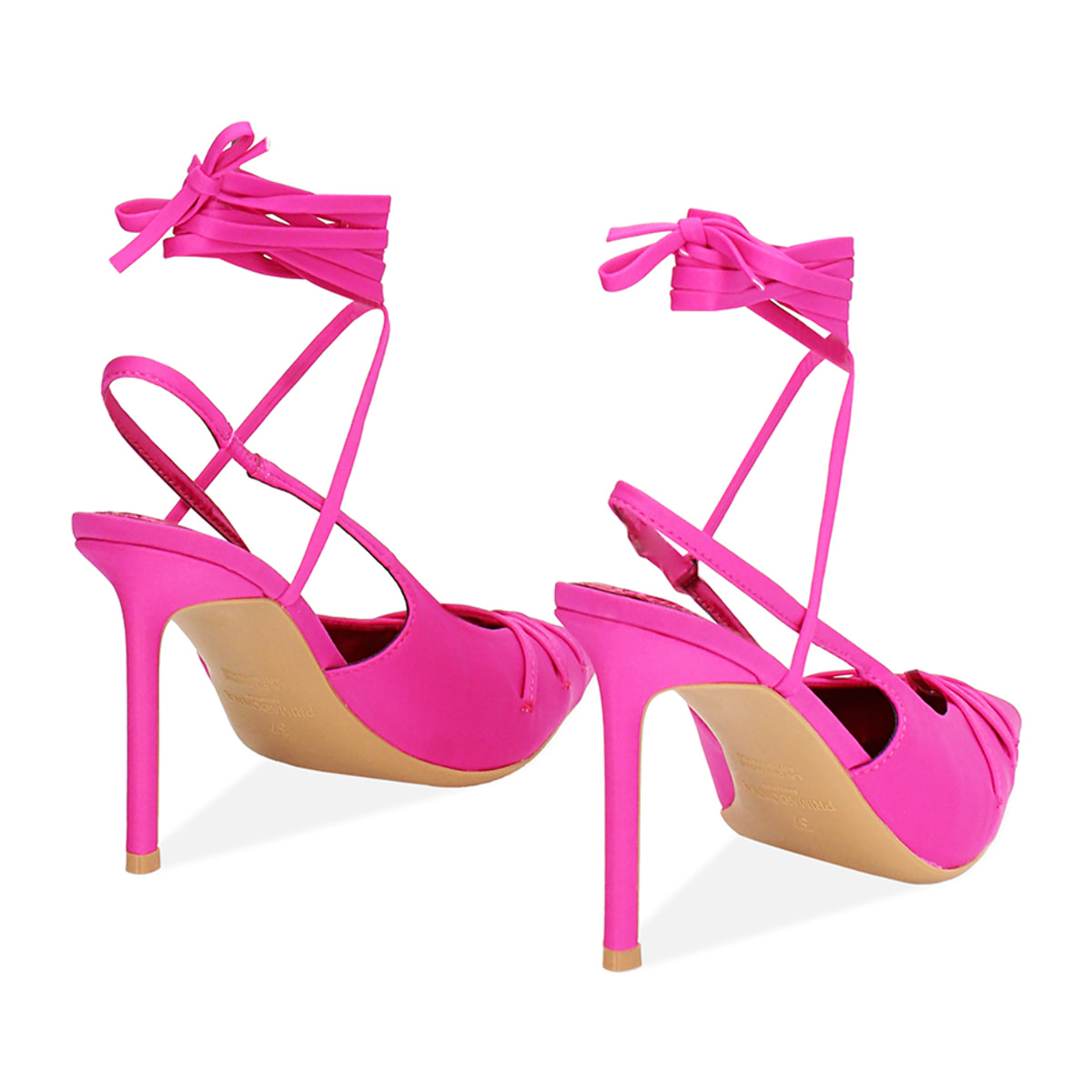 Décolleté slingback donna fucsia con lacci, tacco 9,5 cm