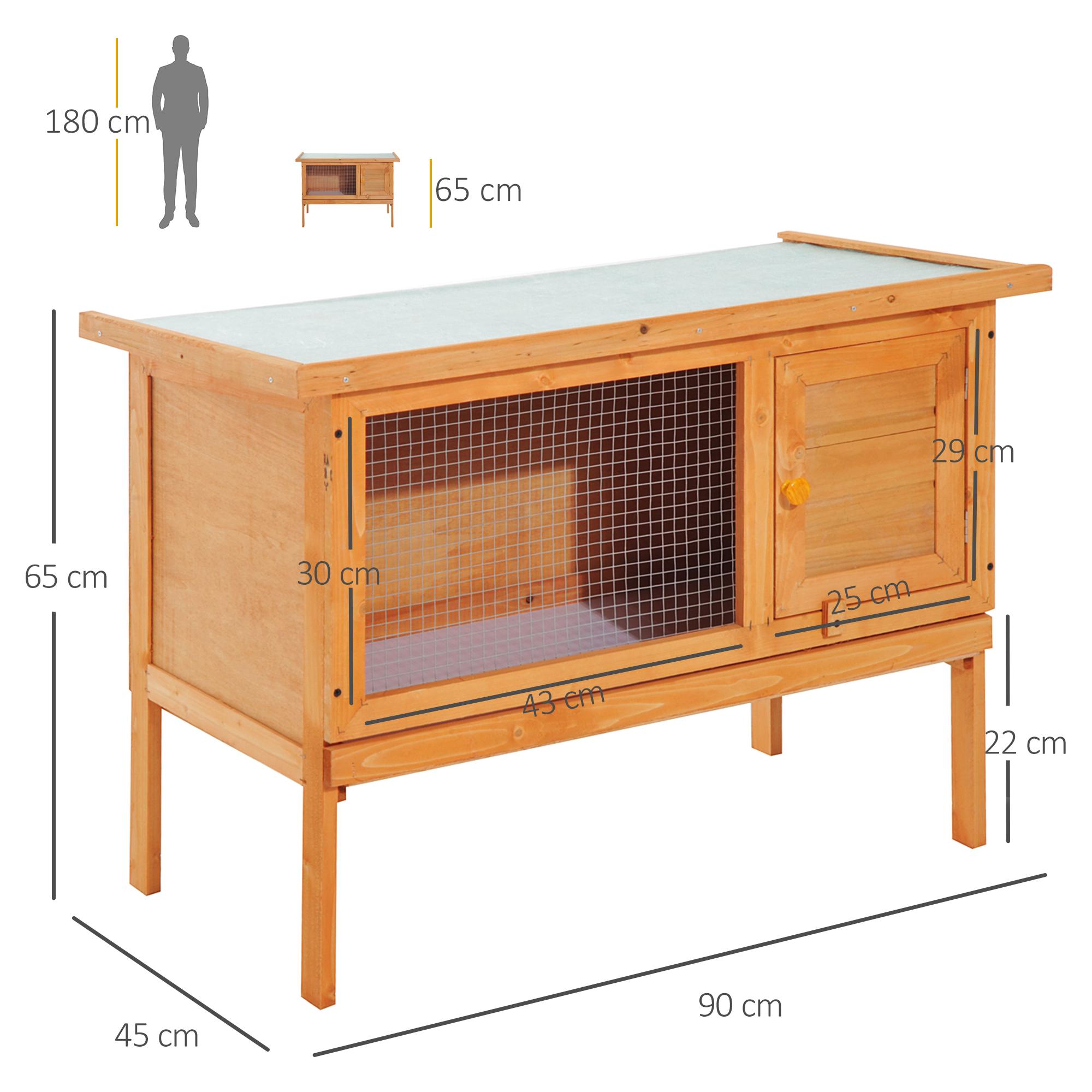 Jaula para Conejo de Madera de Abeto 90x45x65cm Madera Natural