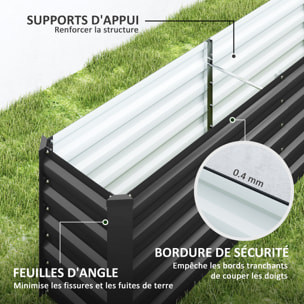 Carré potager de jardin rectangulaire dim. 240L x 120l x 30H cm tôle d'acier ondulée anthracite