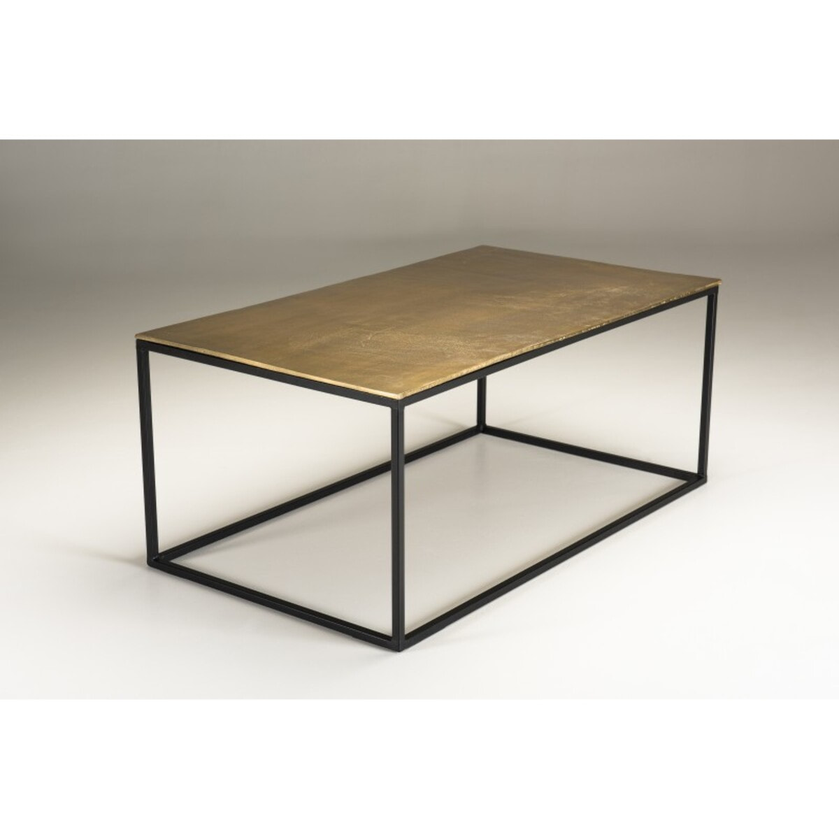 JOHAN - Table basse rectangulaire 98x57cm aluminium doré pieds noirs