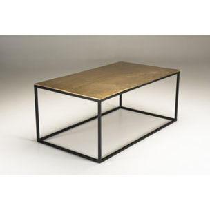 JOHAN - Table basse rectangulaire 98x57cm aluminium doré pieds noirs