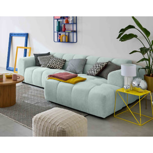 Ray - canapé d'angle droit - 4 places - en tissu texturé - Bleu