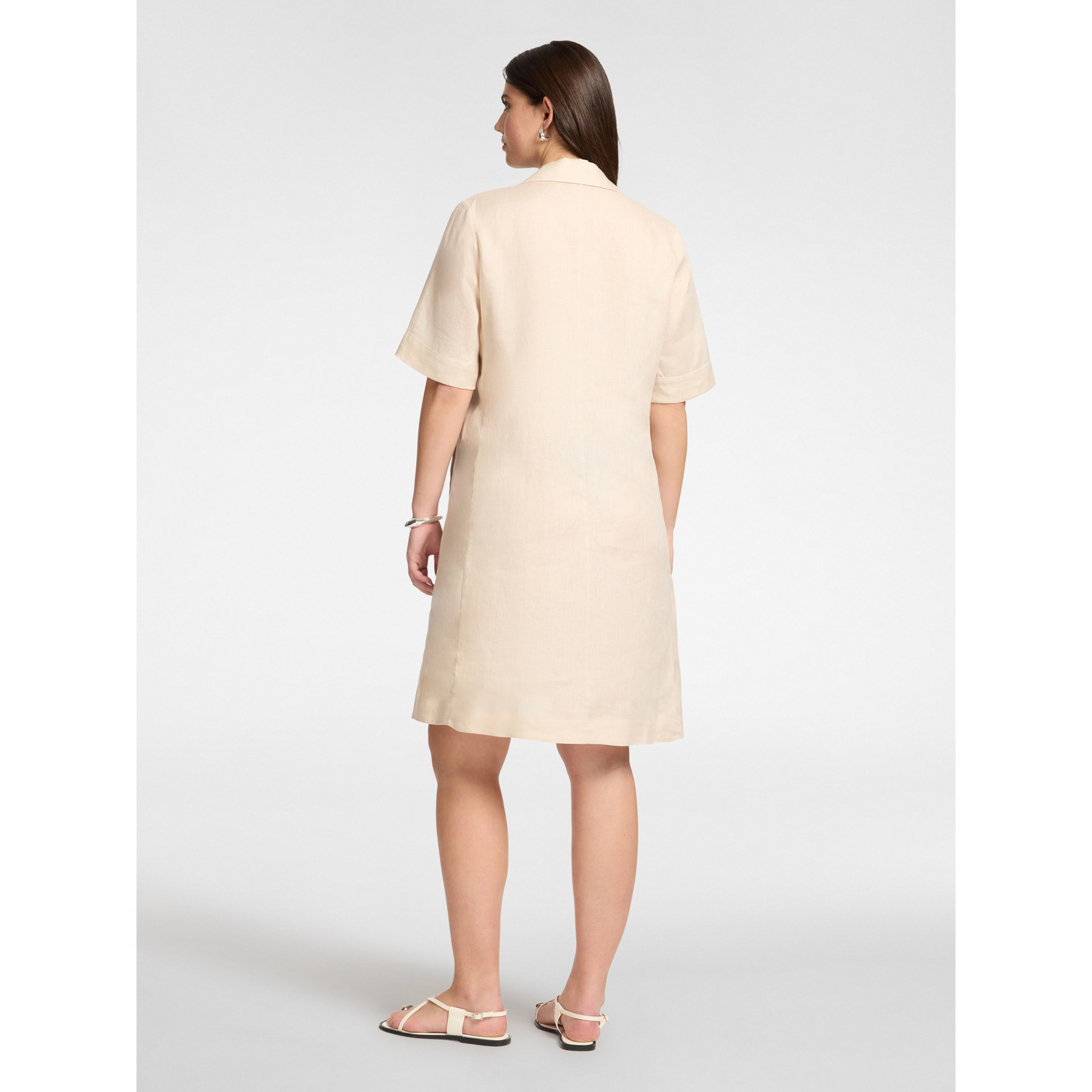 Elena Mirò - Vestido camisero de lino manga corta - Beige