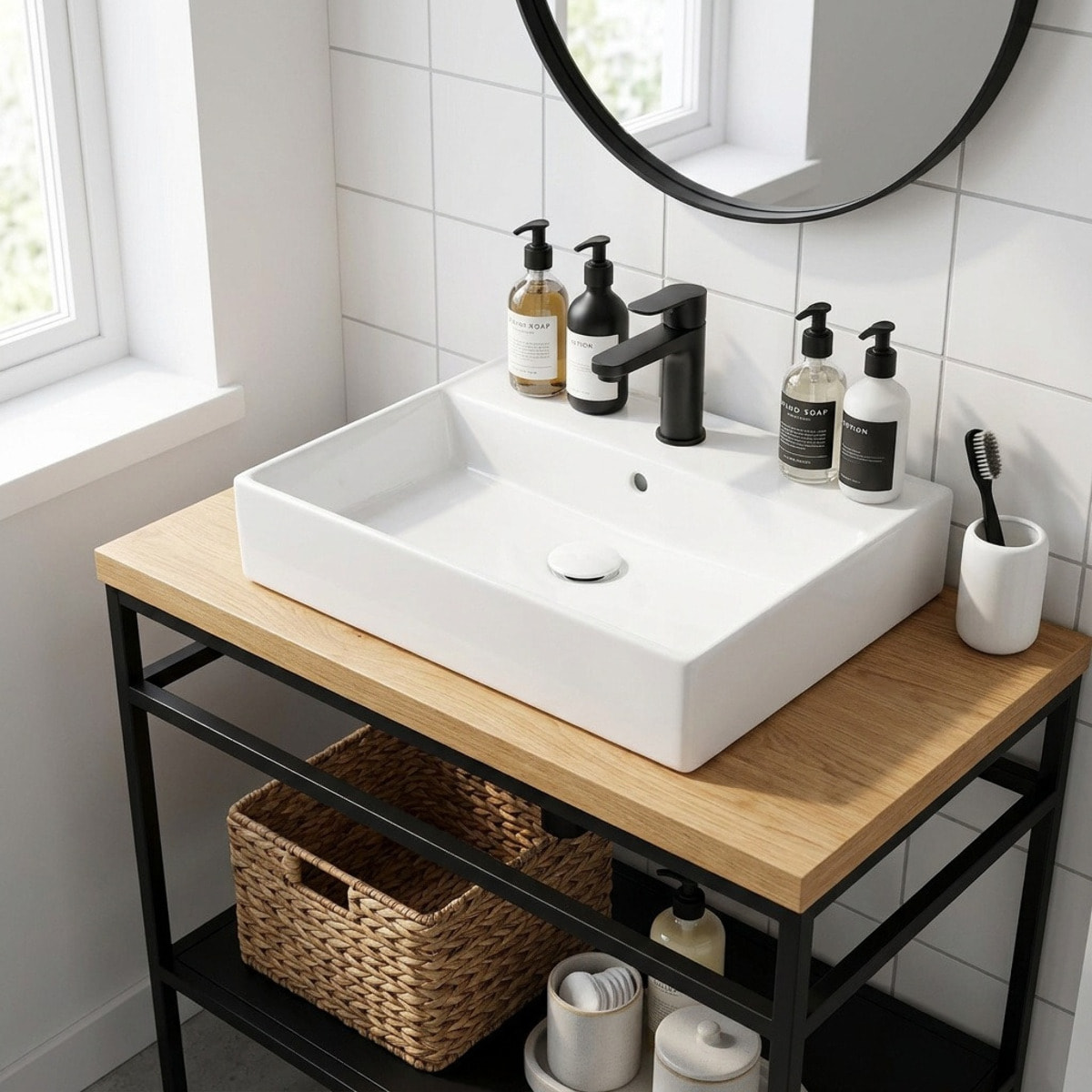 Lavabo 60,5 x 46,5 cm à suspendre ou à poser – blanc brillant – avec trop-plein et trou de robinetterie – SAT Infinitio