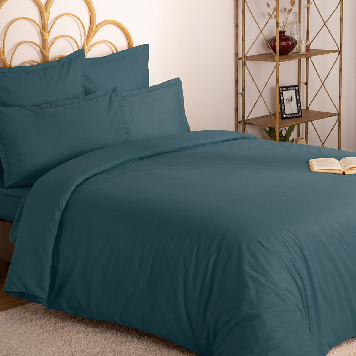 Housse de couette "Carina" en coton 200x140cm bleu orage