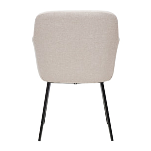 Chaises en tissu effet velours texturé beige et métal noir (lot de 2) AMIKA