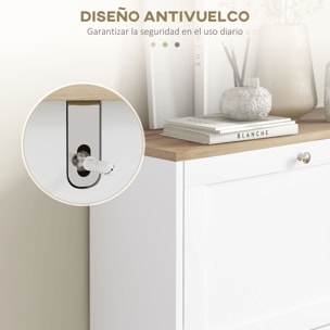 Zapatero Estrecho con 2 Puertas, Zapatero Entrada Recibidor con Estantes Ajustables, para 12 Pares de Zapatos, 60x23,5x80 cm, Blanco