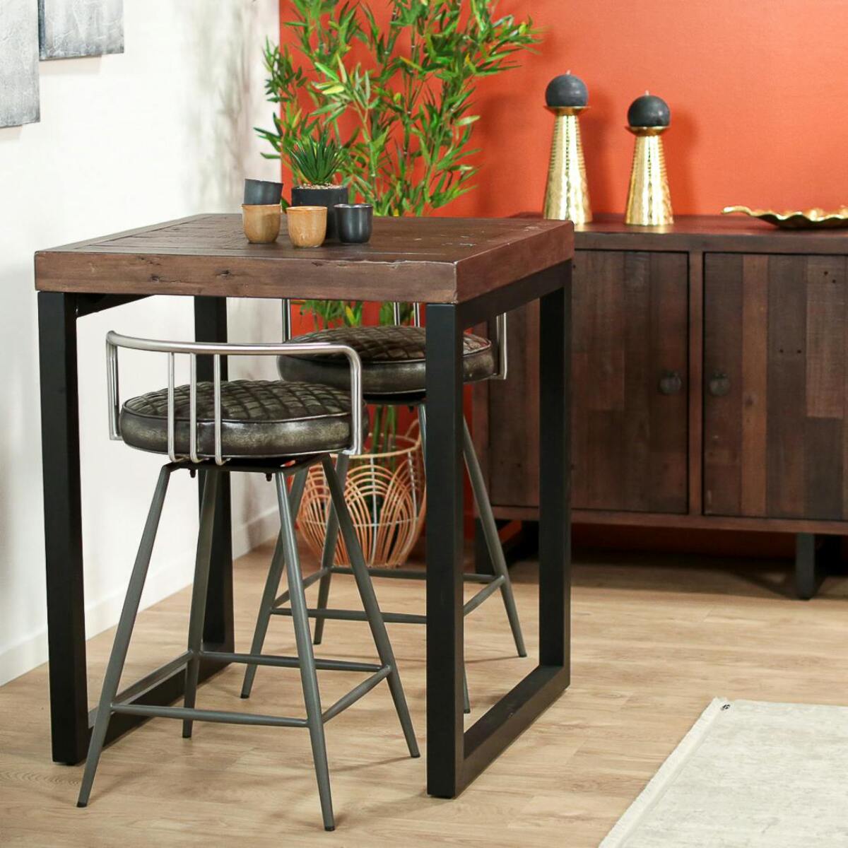 Tabouret de bar industriel brun BRISBANE