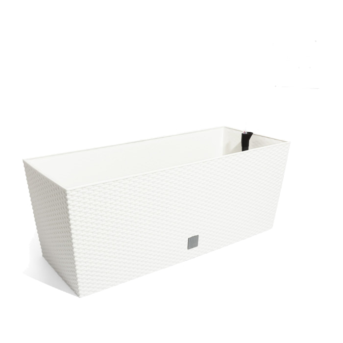 Jardinera rectangular con autorriego color blanco