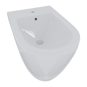 Coppia Sanitari Filomuro Filo Muro Filo Parete Vaso WC E Bidet Design Moderno In Ceramica Copriwater Chiusura Soft Close Rallentata Bianco Lucido