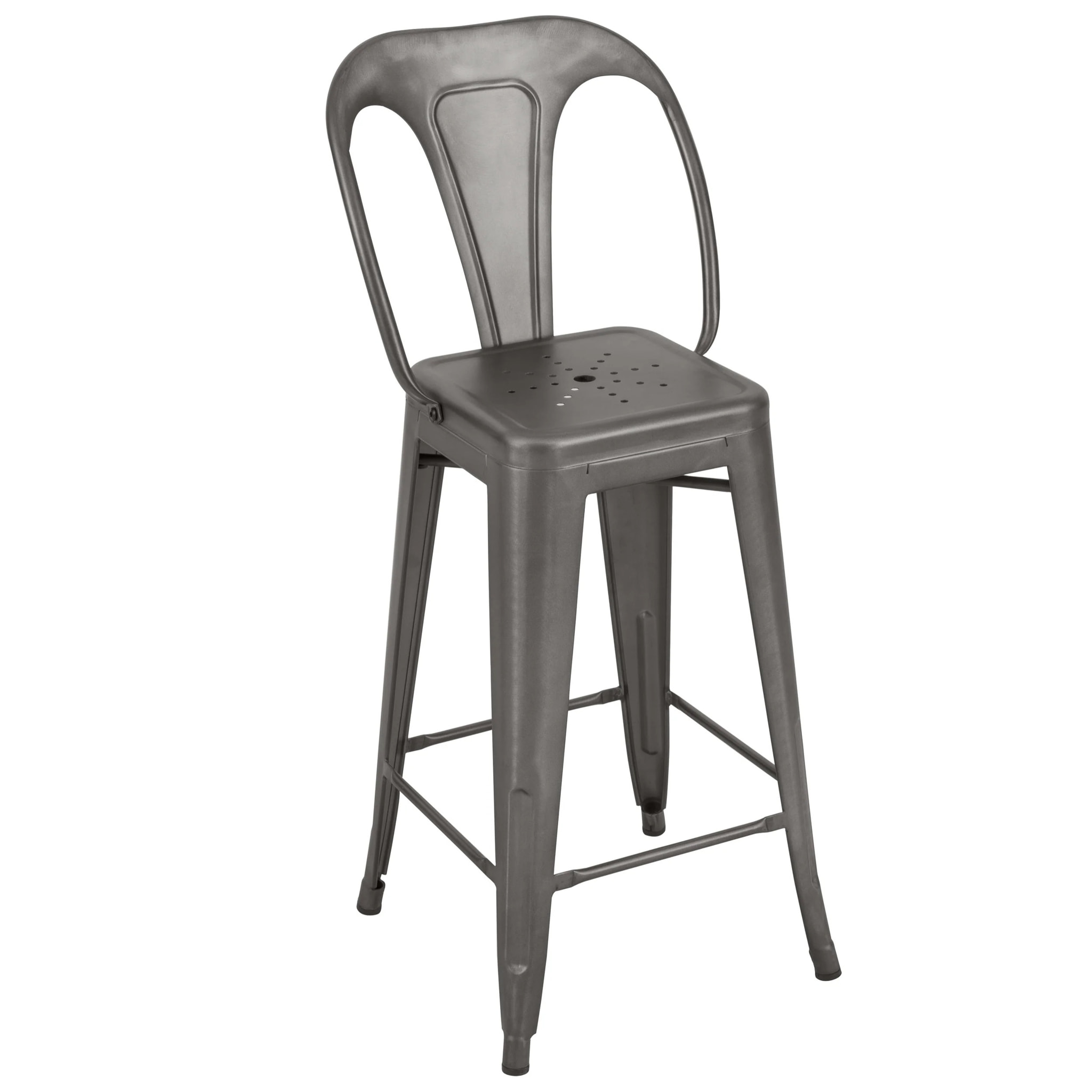 Lot de 2 chaises pour îlot central 67 cm en métal gris acier - Indus
