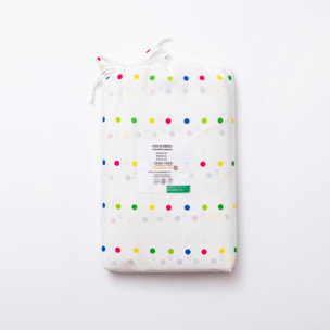 Set 4pc cama (sábana bajera 160x200+30cm + sábana encimera 240x240cm + fundas almohada 45x90cm (x2)) rainbow benetton 70%algodón + 30% poliéster