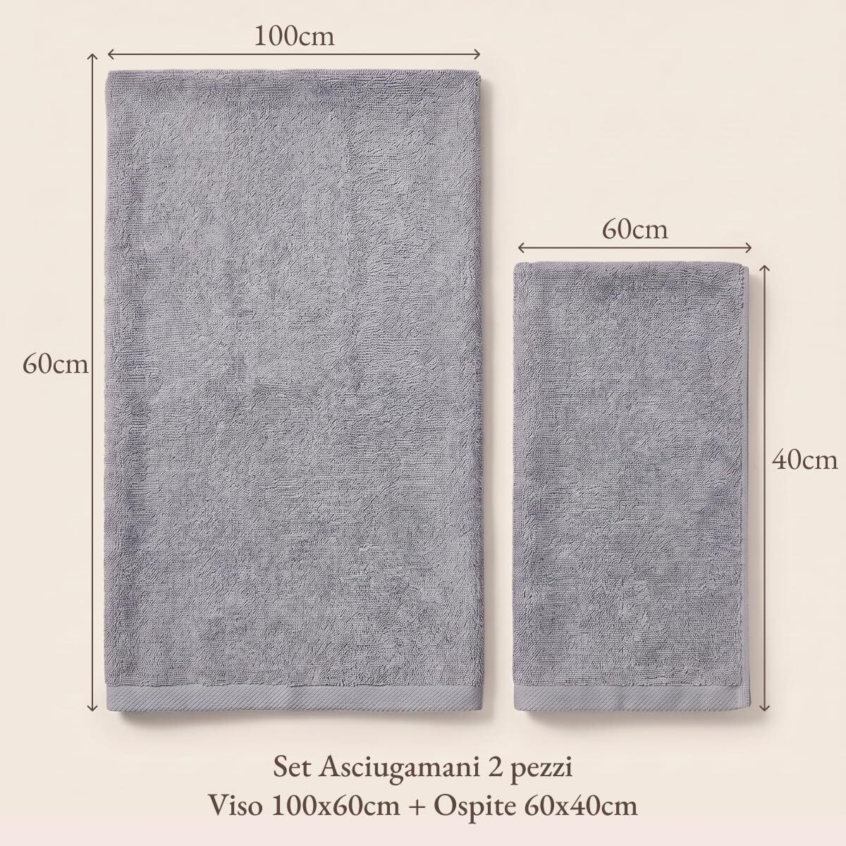 INTRECCI HOME Set Bagno Asciugamani Viso e Ospite, in Puro Cotone 500 g, Morbidezza Extra, Assorbenza Superiore
