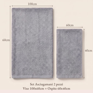 INTRECCI HOME Set Bagno Asciugamani Viso e Ospite, in Puro Cotone 500 g, Morbidezza Extra, Assorbenza Superiore