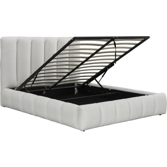 Lit bouclette avec coffre "Annie" - 140 x 190 cm - Blanc
