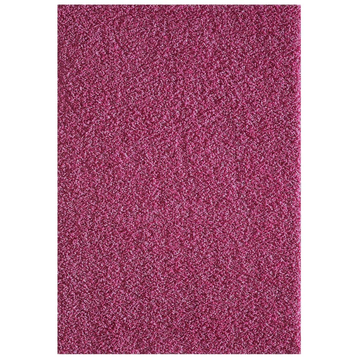 Grand tapis Shaggy longues mêches Nuni motif uni et couleur rose