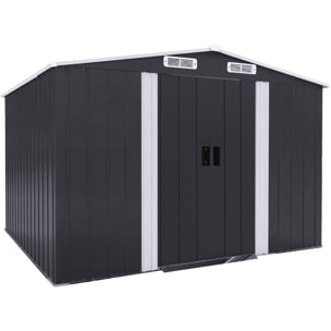 Abri de jardin métal avec porte coulissante "Boston" - 6,54 m² - Gris
