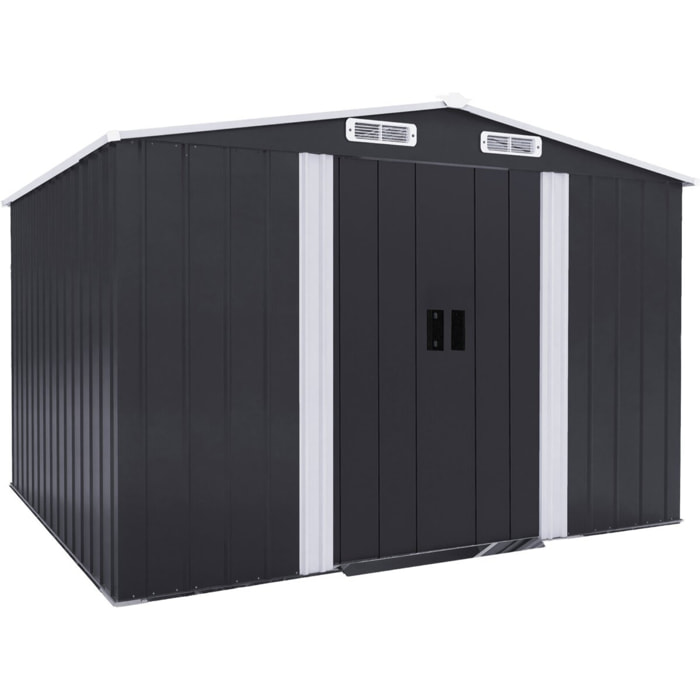 Abri de jardin métal avec porte coulissante "Boston" - 6,54 m² - Gris