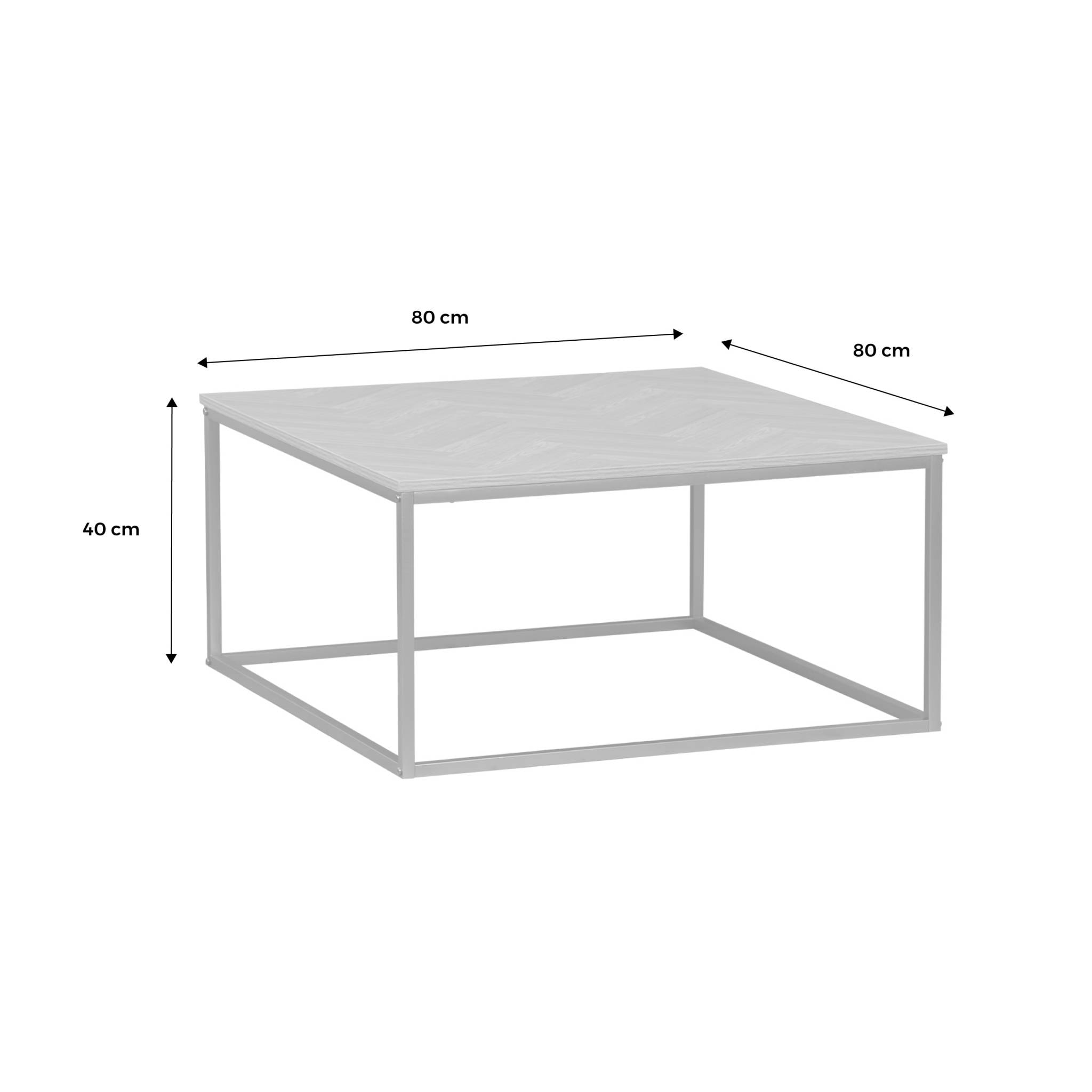 Table basse. Budapest. décor chevrons. structure métal. L 80 x l 80 x H 40cm