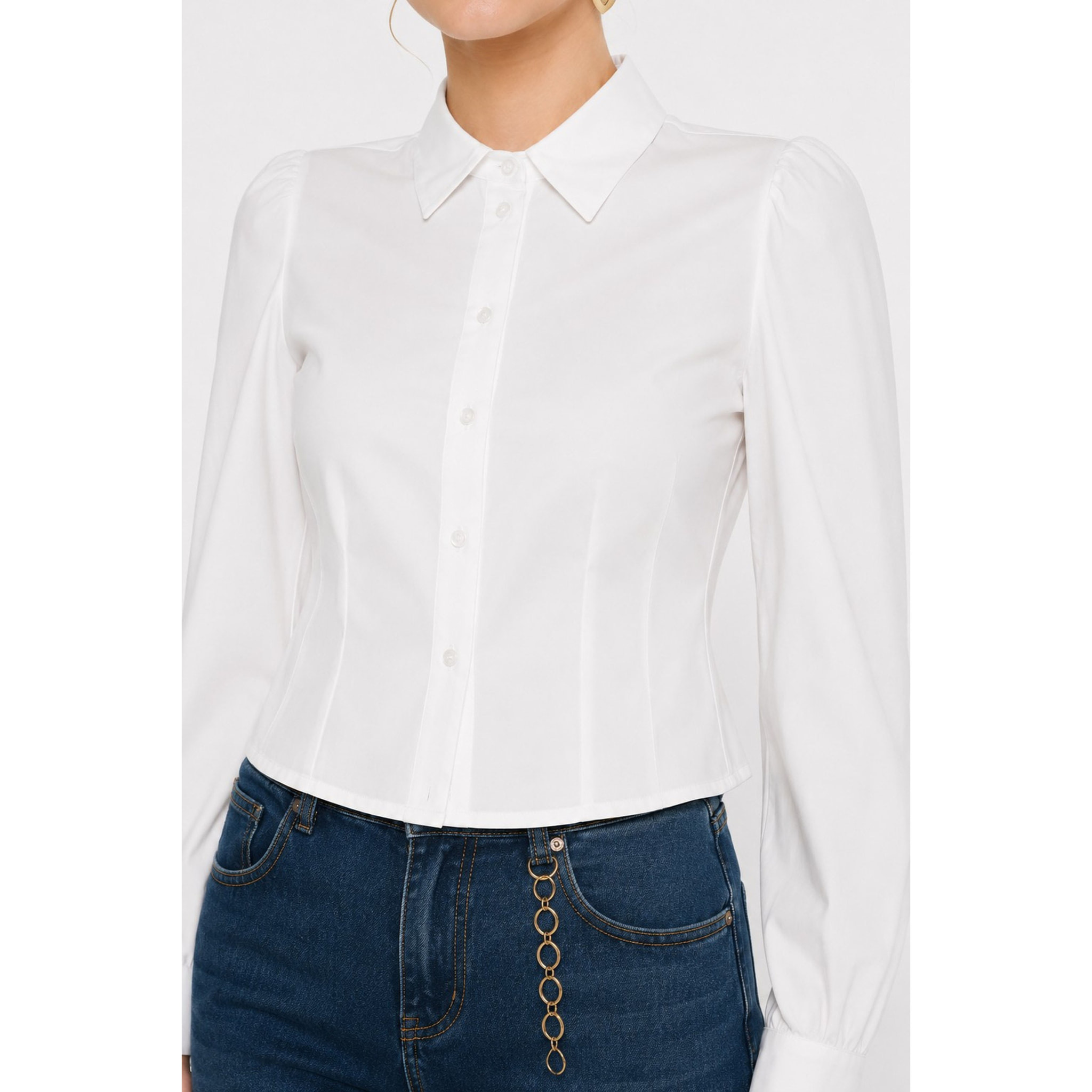 Kocca - Blusa da donna con colletto, bottoni e maniche lunghe Donna