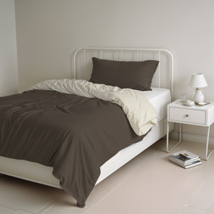 PARURE COPRIPIUMINO NATURAL COLOR PIAZZA E MEZZA - 100% COTONE MADE IN ITALY