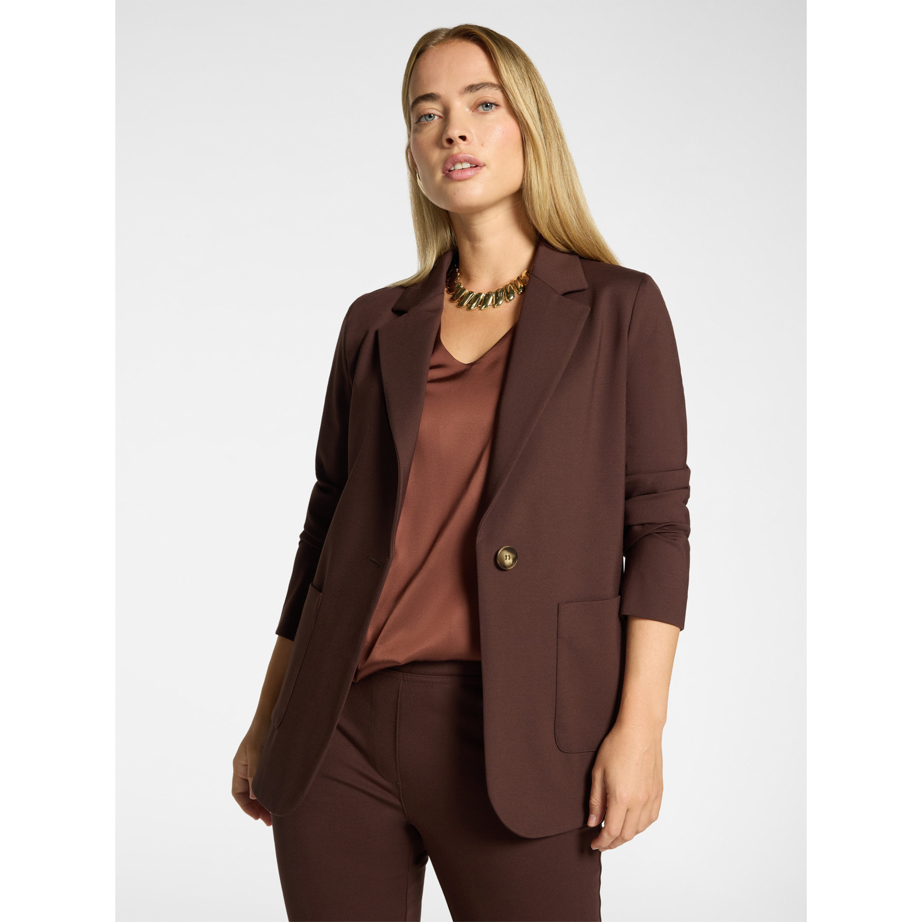 Elena Mirò - Blazer misto viscosa monopetto - Marrone