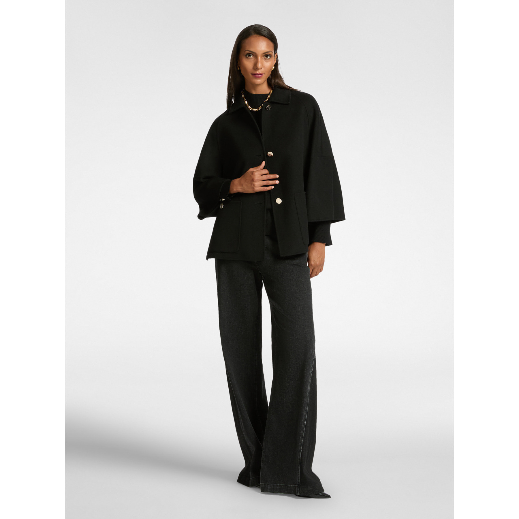 Elena Mirò - Caban in tessuto double - Nero