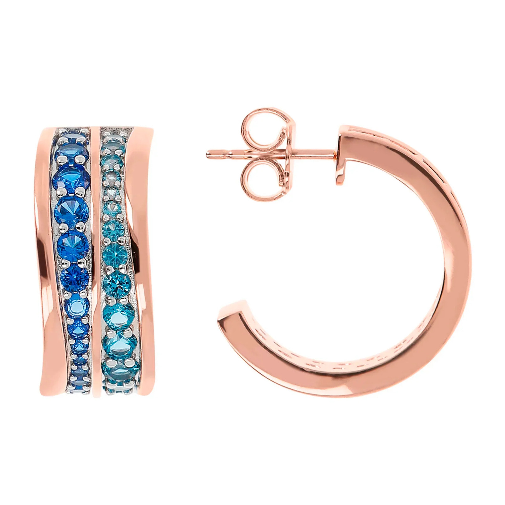 Orecchini a Cerchio Doppia Onda in Cubic Zirconia Bianche