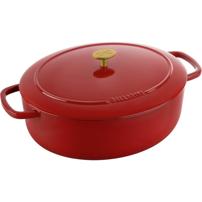 Cocotte en fonte, Ovale, Rouge, 33 cm