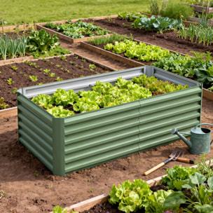 Jardinière surélevée en acier galvanisé fond ouvert vert clair