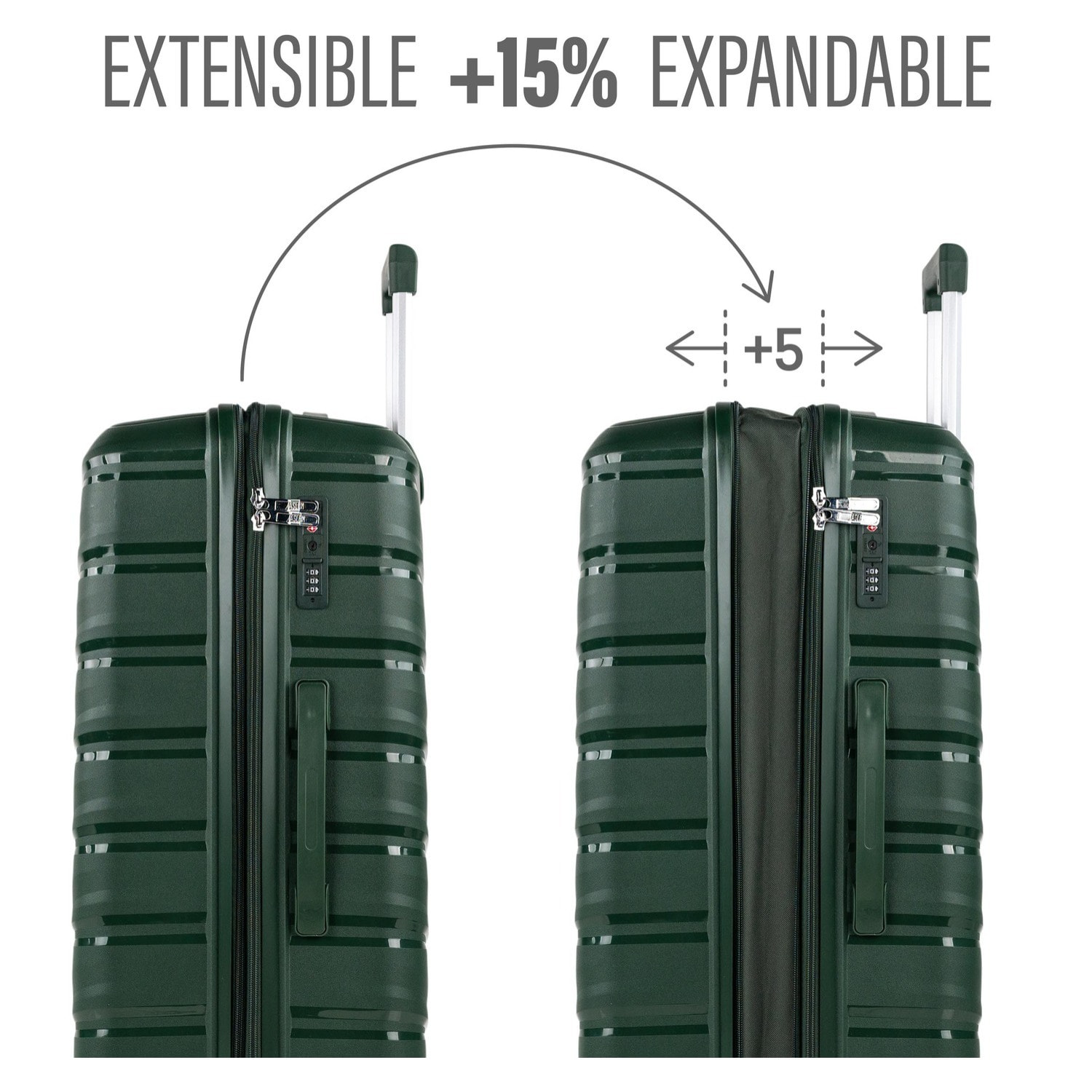 Juego De Maletas Rígidas Pp Jaslen Varese Verde