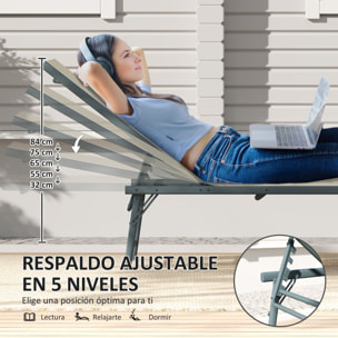 Pack de 2 Tumbonas Jardín Exterior Tumbonas Plegables Reclinables en 5 Posiciones con Estructura Metálica y Asiento de Malla Transpirable para Playa Piscina 164x54x84 cm Crema