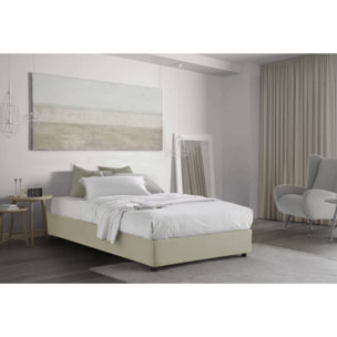 Letto piazza e mezza Nicole, Letto contenitore con rivestimento in tessuto, 100% Made in Italy, Apertura frontale, adatto per materasso Cm 120x190, Beige