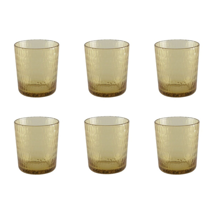 Verres a eau jaune acrylique - lot de 6