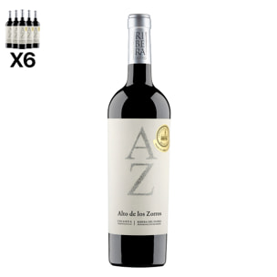 Caja de 6 botellas de vino Alto de los Zorros Crianza, Ribera del Duero, crianza de 13 meses en barrica de roble francés y americano. Vendimia del 2019. 75cl con 14,5% vol.
