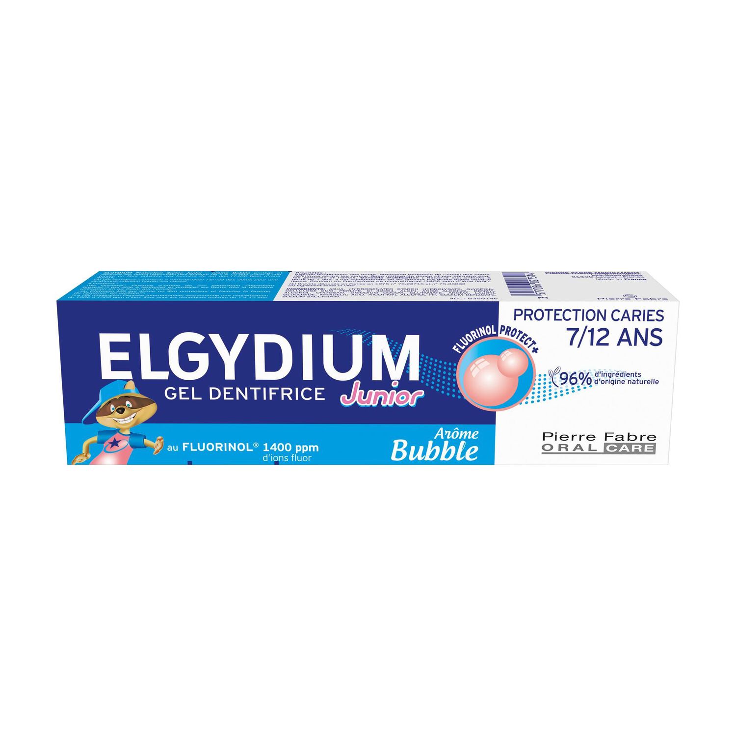 Elgydium Junior - Duo Dentifrice Enfant Arôme Bubble 7 - 12 Ans 2 x 50 ml