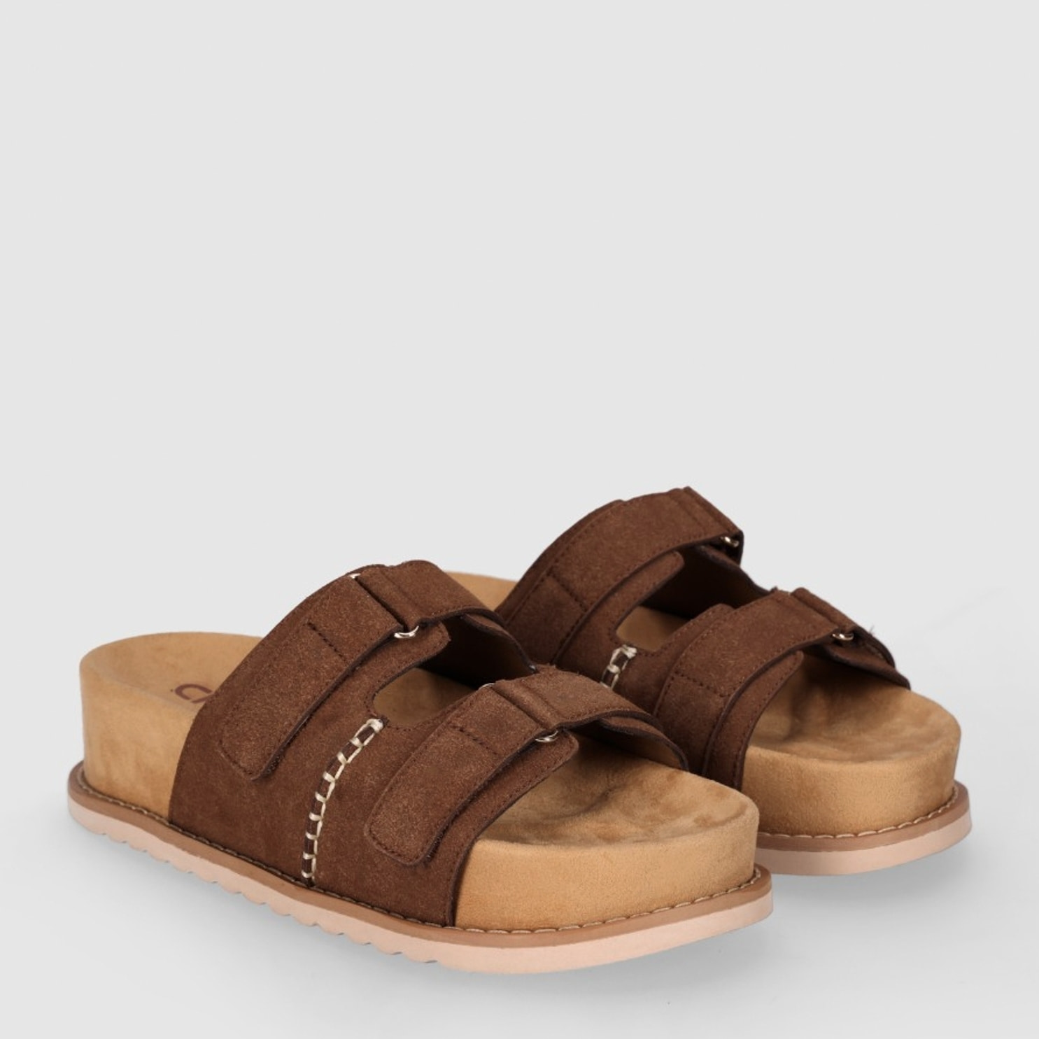 Sandalias de Serraje - Marron - Tacón: 4 cm