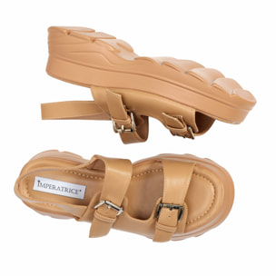 Sandali in simil pelle con zeppa
