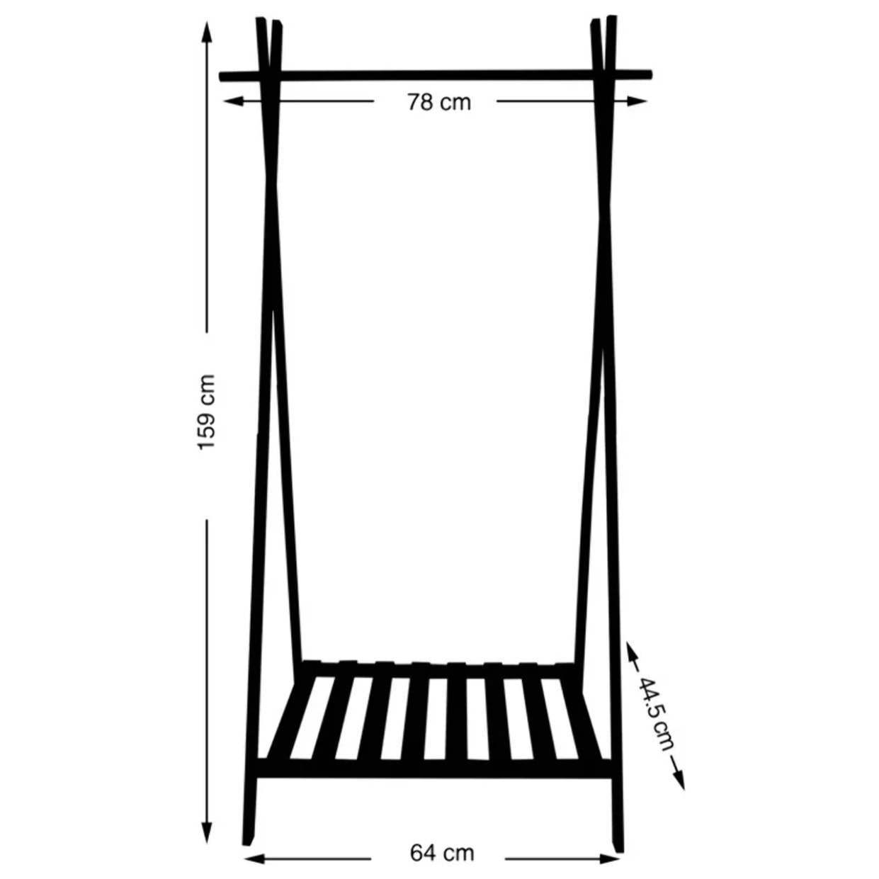Portant Bambou avec étagère MIA Noir MSV