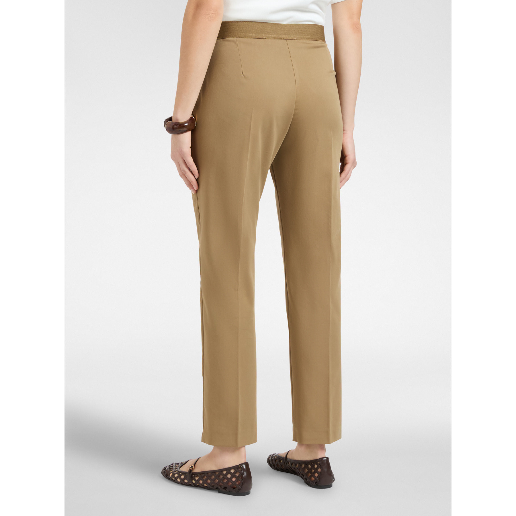 Elena Mirò - Pantalones rectos en raso stretch - Marrón